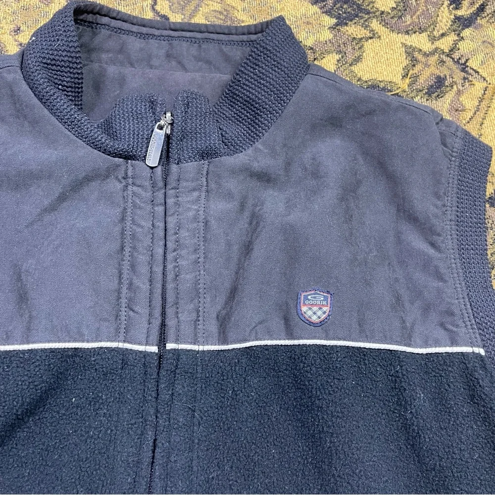 Vtg Goorik Italy‎ Reversible Zip Up Vest Black Charcoal Mens Size 50 L